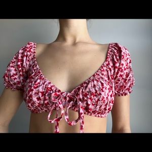 Motel Rocks Pink and Red Crop Top